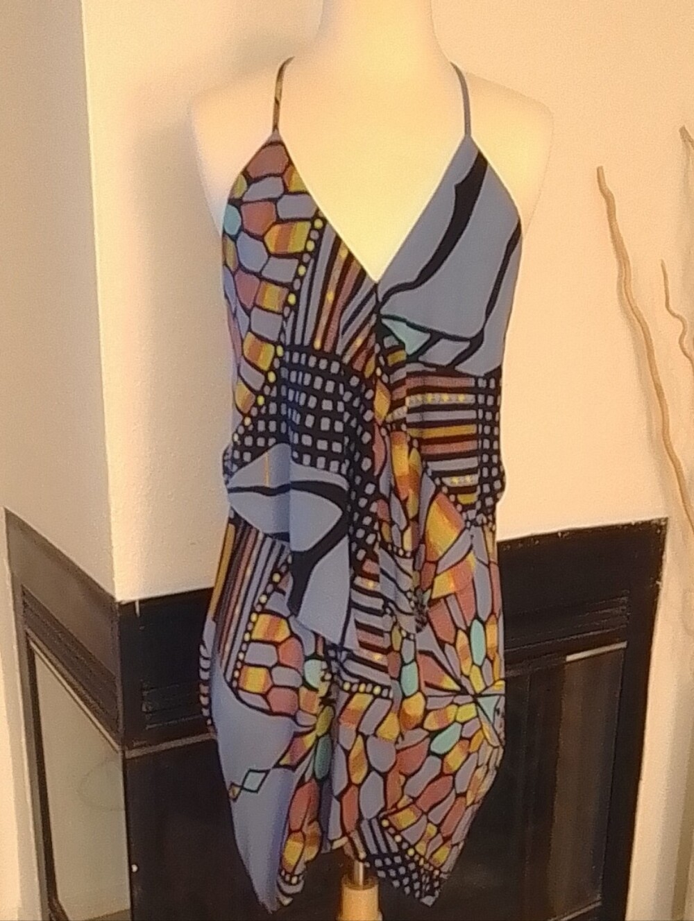 Colorful Geometric Print Slip Dress